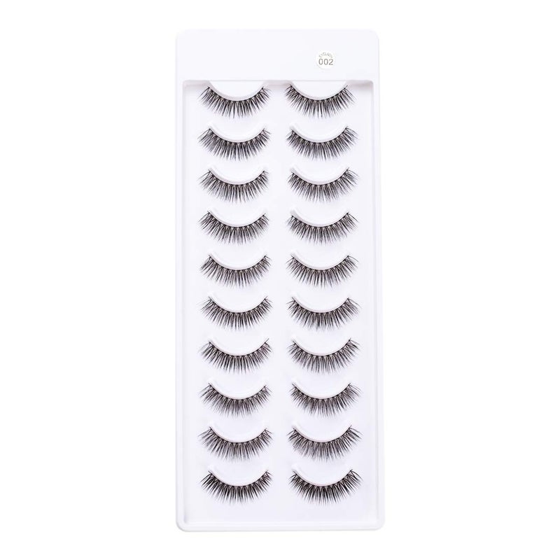 EMEDA 10 pairs False Eyelashes Natural Look Eyelashes Soft Fake Lashes 100% Handmade Lashes Reusable Eye Lash Transparent Band 1 Pack by EMEDA 002 Style - Image 2